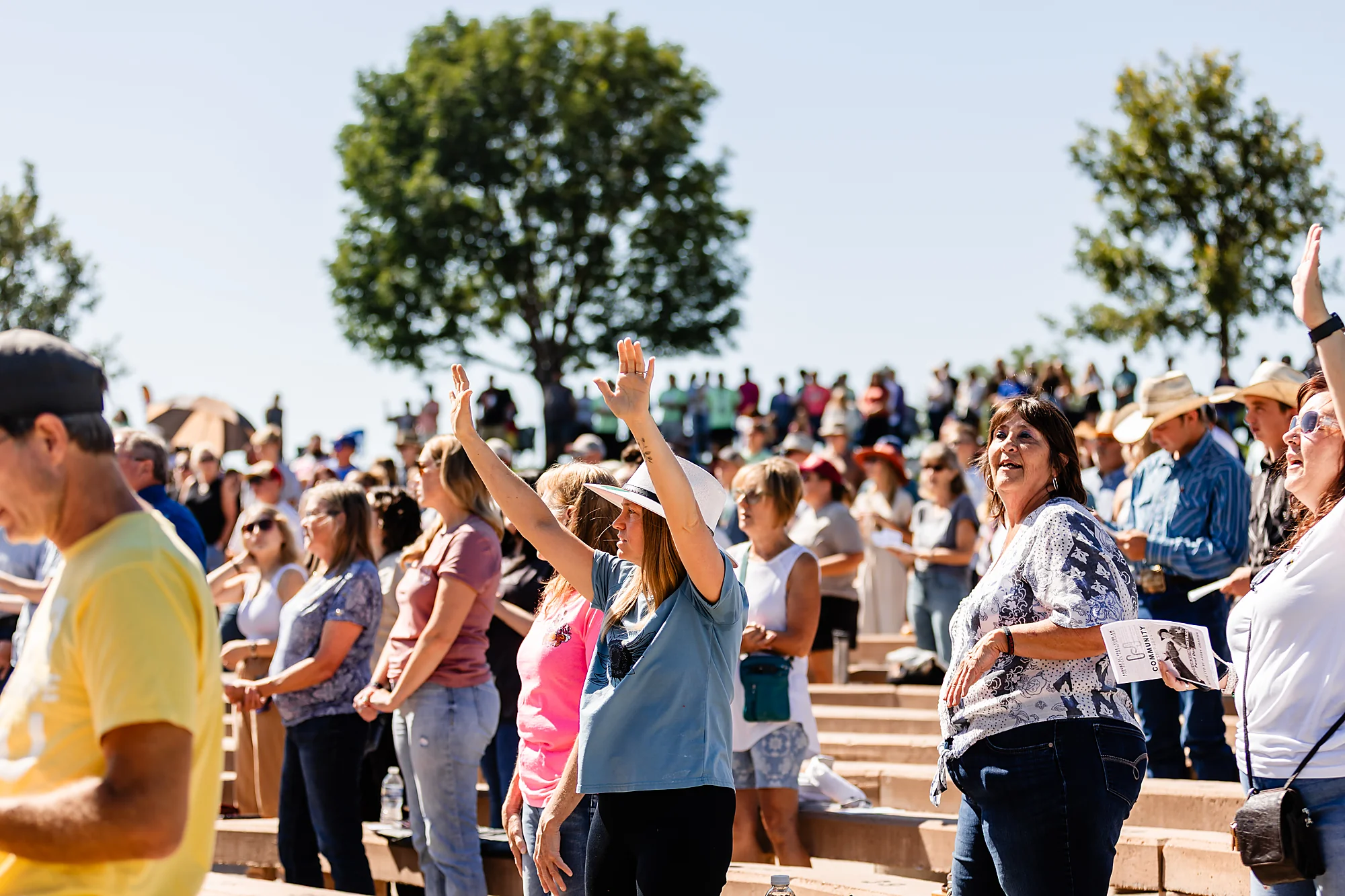 A speaker sharing the gospel at Horizon Music Festival